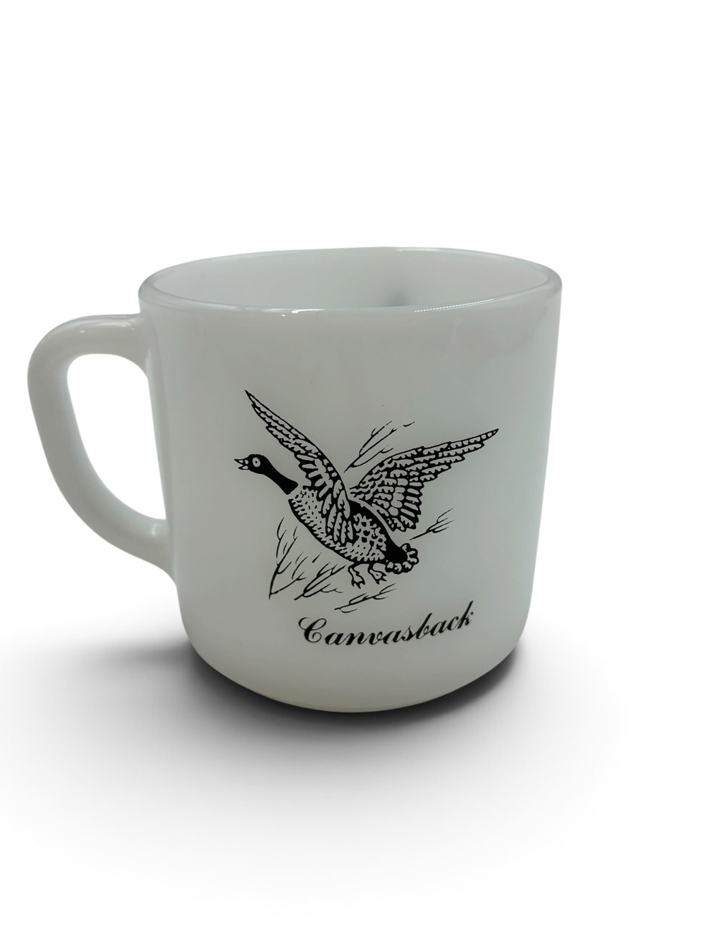 Federal Glass Milk Glass Game Bird Mug Canada Goose & Canvasback Duck Cabin VTG